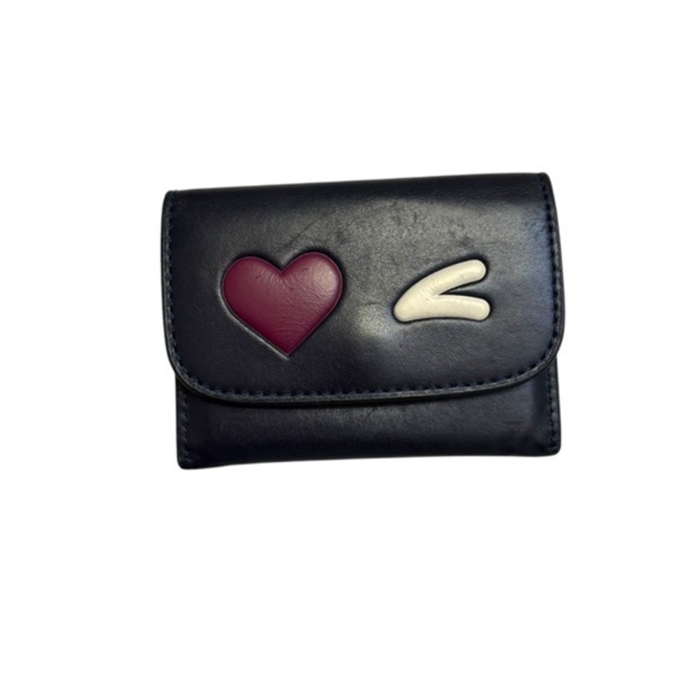 Coach mini wink leather card holder mini wallet heart blue/black